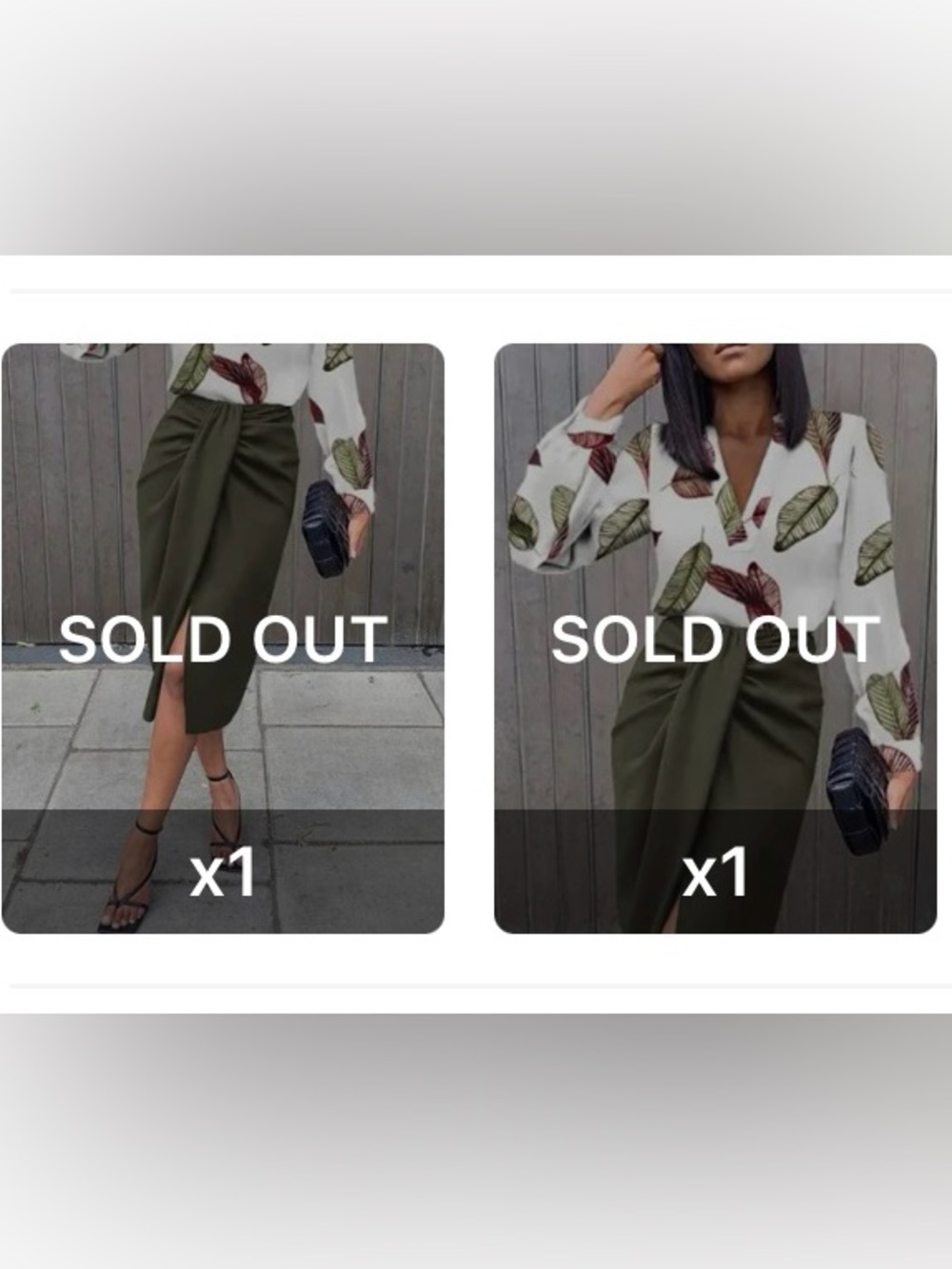 Olive High-Waist skirt set with blouse